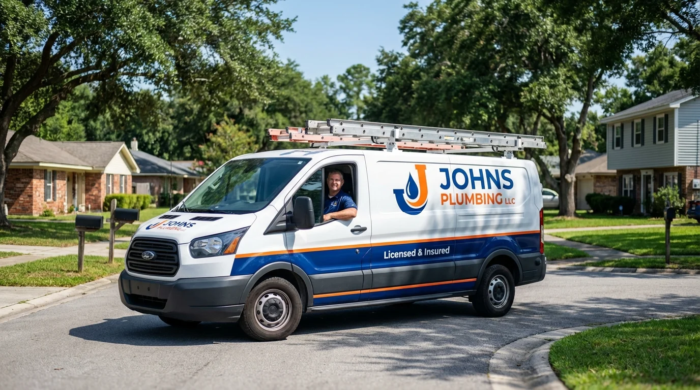 Johns Plumbing LLC service van in Wedowee, AL