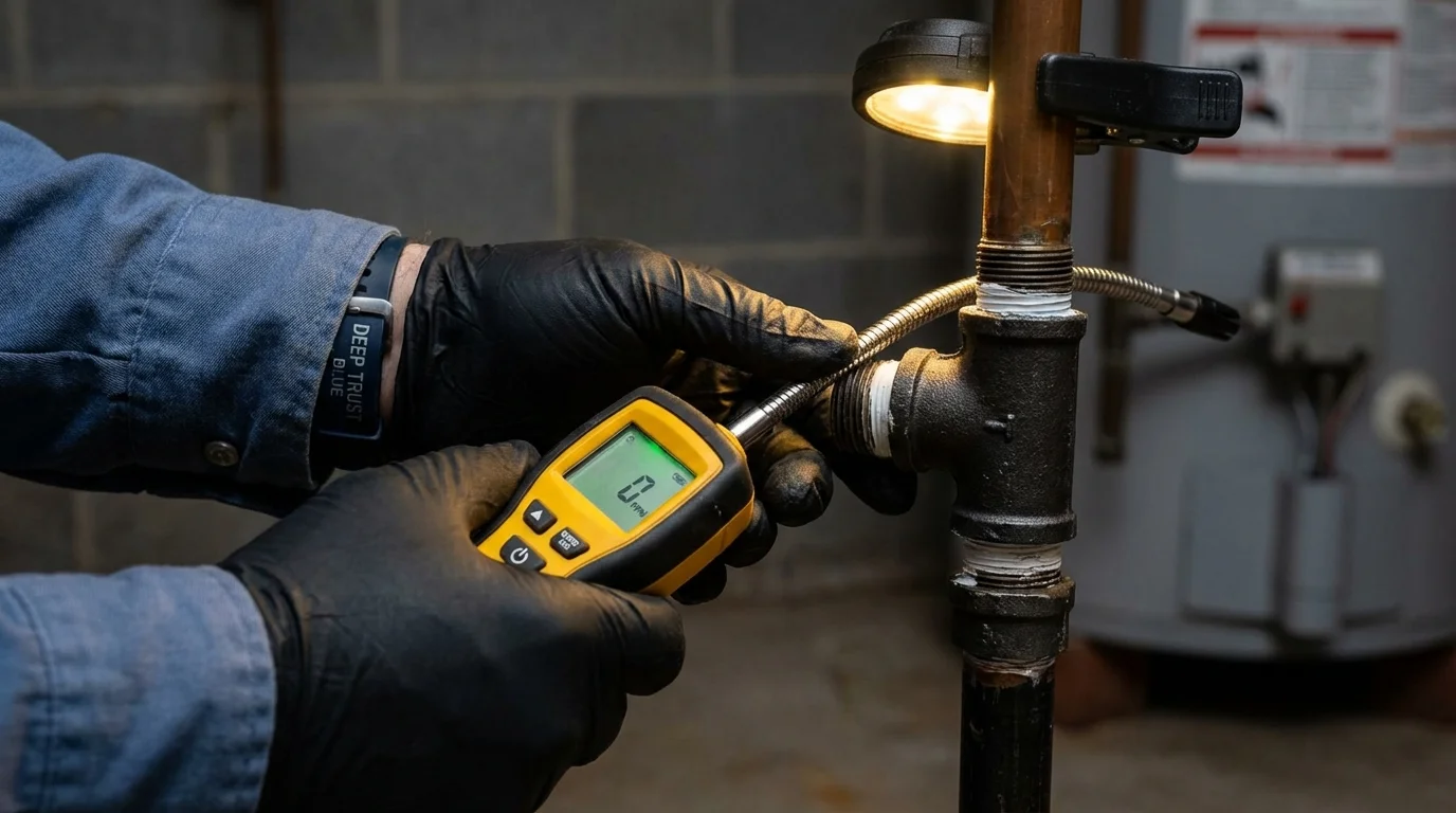 Gas leak detection with electronic sniffer by Johns Plumbing LLC in Wedowee